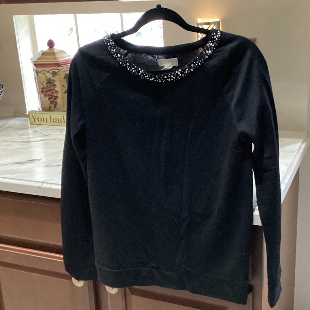 LOFT Black Top with Sparkling Details